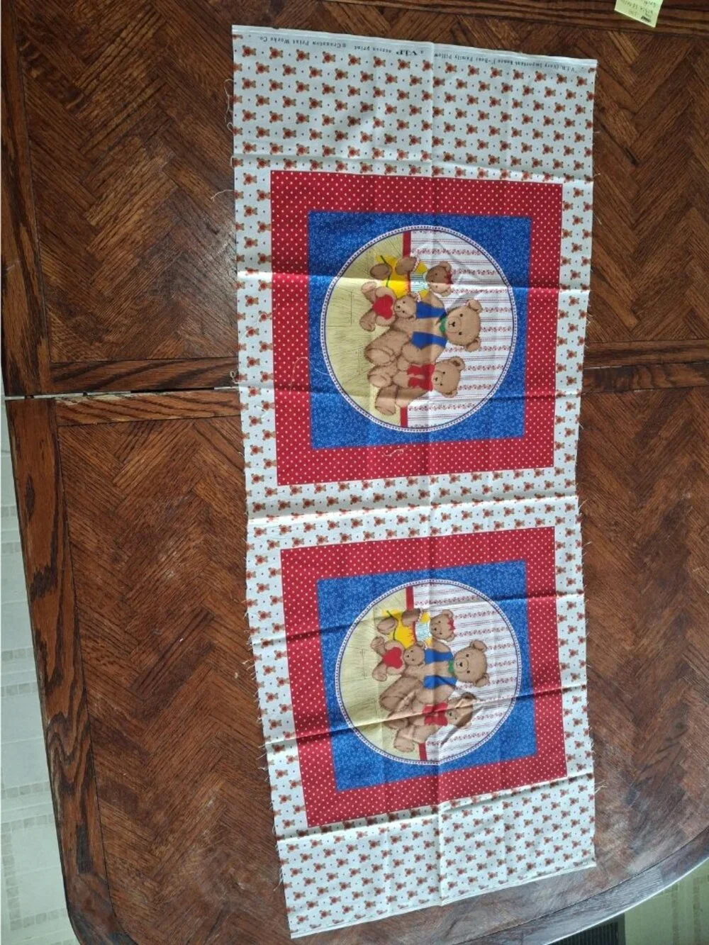 Vintage Two (2) Pillow Squares VIP Bears Cranston Teddy Bear Family Red 18